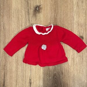 Mayoral Red Knit Sweater with White Trim